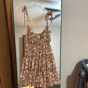 Floral Tiered Burnt Orange Dress